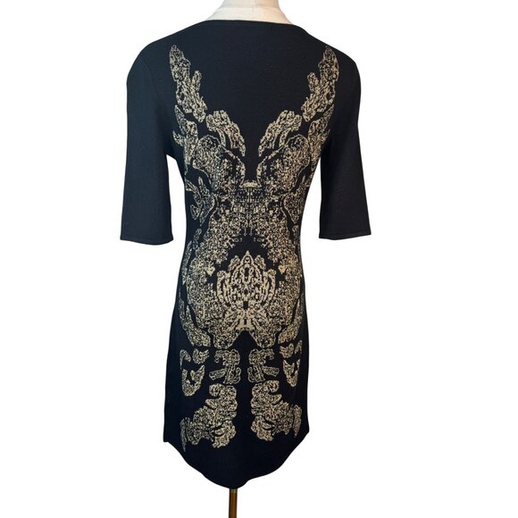 Barneys New York Small Black & Gold Metallic Knit Sweater Dress - Picture 5 of 13